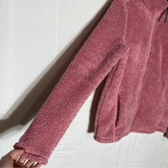 5/$25 Cloudveil Pink Fuzzy Sherpa Full Zip Mock Neck Sweater Light Jacket S - Picture 11 of 16